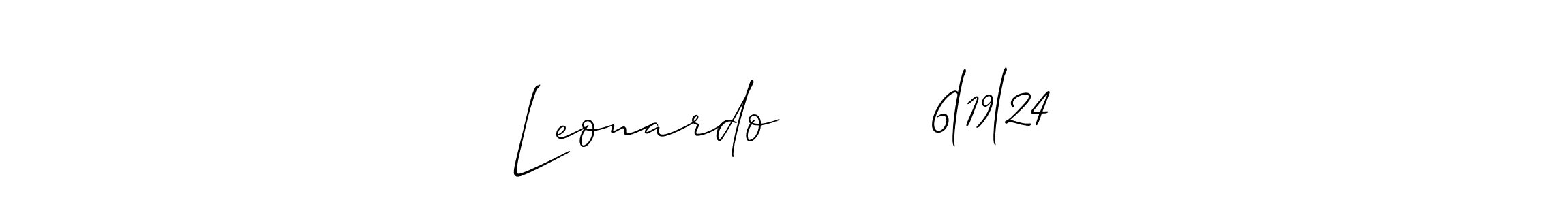 The best way (Allison_Script) to make a short signature is to pick only two or three words in your name. The name Leonardo        6l19l24 include a total of six letters. For converting this name. Leonardo        6l19l24 signature style 2 images and pictures png