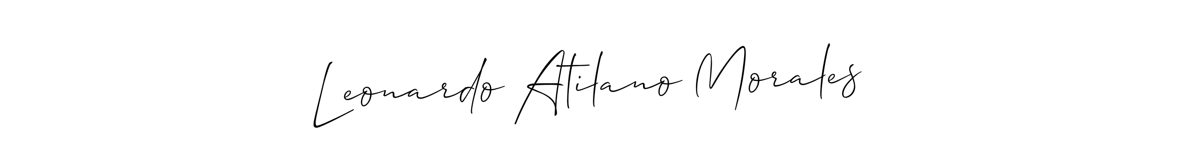 Make a short Leonardo Atilano Morales signature style. Manage your documents anywhere anytime using Allison_Script. Create and add eSignatures, submit forms, share and send files easily. Leonardo Atilano Morales signature style 2 images and pictures png