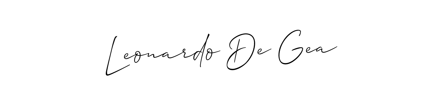 Create a beautiful signature design for name Leonardo De Gea. With this signature (Allison_Script) fonts, you can make a handwritten signature for free. Leonardo De Gea signature style 2 images and pictures png