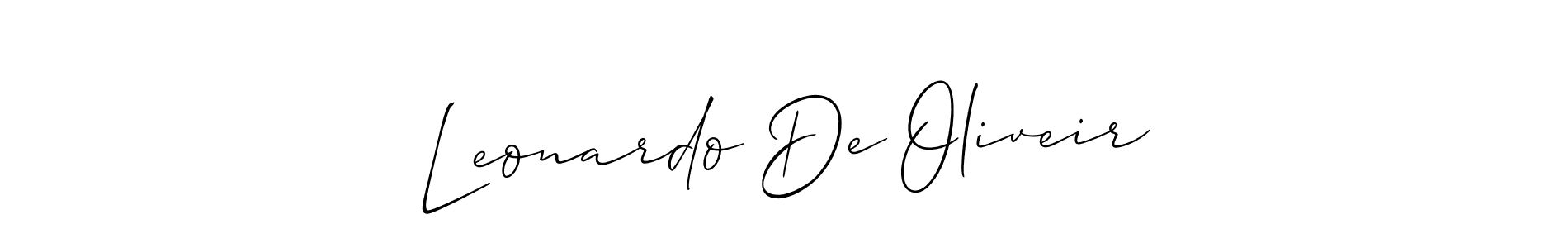 Create a beautiful signature design for name Leonardo De Oliveir. With this signature (Allison_Script) fonts, you can make a handwritten signature for free. Leonardo De Oliveir signature style 2 images and pictures png