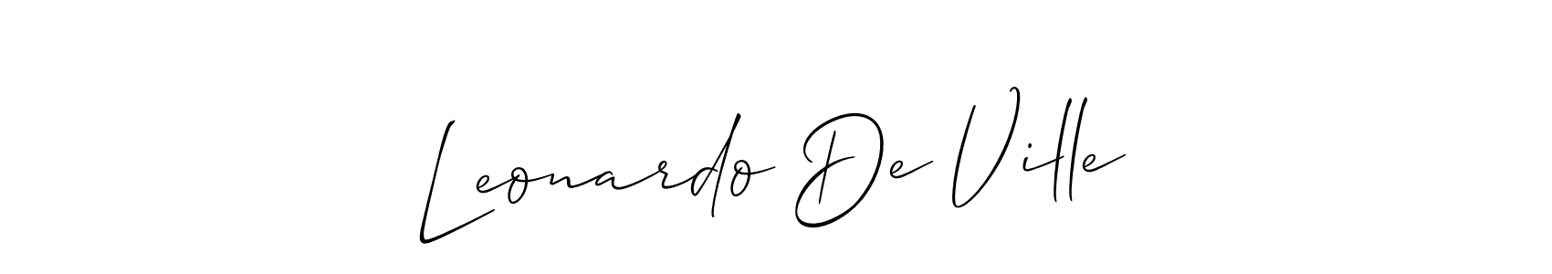 How to make Leonardo De Ville name signature. Use Allison_Script style for creating short signs online. This is the latest handwritten sign. Leonardo De Ville signature style 2 images and pictures png