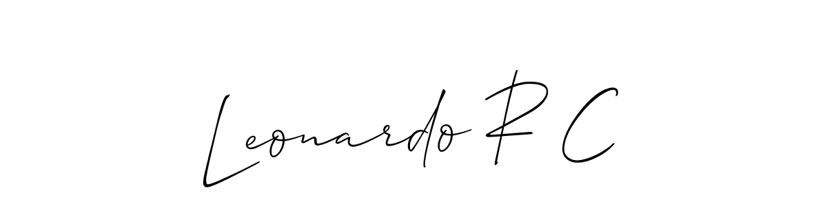 How to make Leonardo R C name signature. Use Allison_Script style for creating short signs online. This is the latest handwritten sign. Leonardo R C signature style 2 images and pictures png