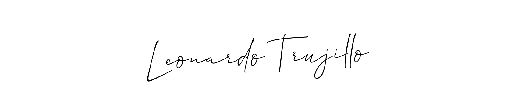 This is the best signature style for the Leonardo Trujillo name. Also you like these signature font (Allison_Script). Mix name signature. Leonardo Trujillo signature style 2 images and pictures png