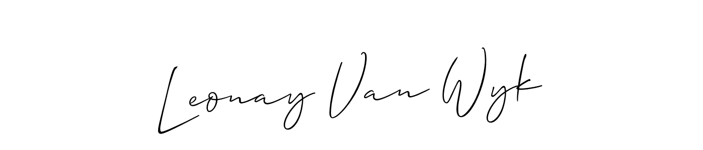 Allison_Script is a professional signature style that is perfect for those who want to add a touch of class to their signature. It is also a great choice for those who want to make their signature more unique. Get Leonay Van Wyk name to fancy signature for free. Leonay Van Wyk signature style 2 images and pictures png