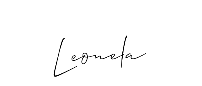 Allison_Script is a professional signature style that is perfect for those who want to add a touch of class to their signature. It is also a great choice for those who want to make their signature more unique. Get Leonela name to fancy signature for free. Leonela signature style 2 images and pictures png