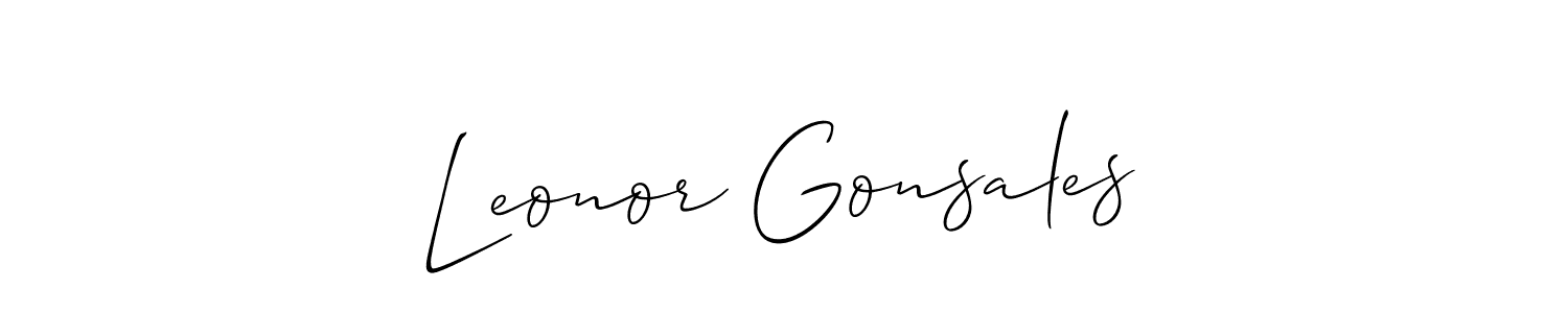 Use a signature maker to create a handwritten signature online. With this signature software, you can design (Allison_Script) your own signature for name Leonor Gonsales. Leonor Gonsales signature style 2 images and pictures png