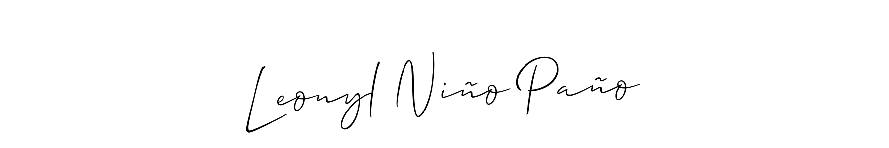 Use a signature maker to create a handwritten signature online. With this signature software, you can design (Allison_Script) your own signature for name Leonyl Niño Paño. Leonyl Niño Paño signature style 2 images and pictures png