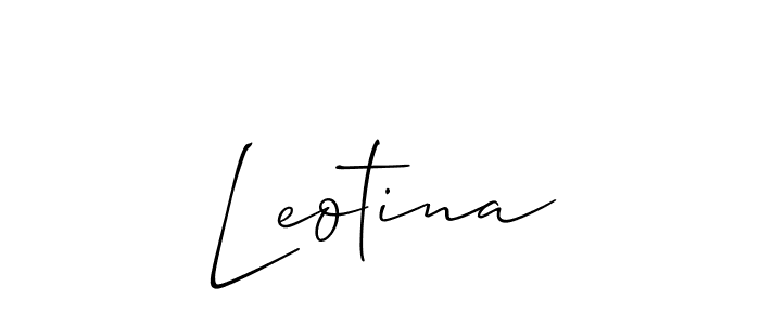 if you are searching for the best signature style for your name Leotina. so please give up your signature search. here we have designed multiple signature styles  using Allison_Script. Leotina signature style 2 images and pictures png