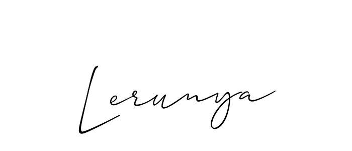 The best way (Allison_Script) to make a short signature is to pick only two or three words in your name. The name Lerunya include a total of six letters. For converting this name. Lerunya signature style 2 images and pictures png