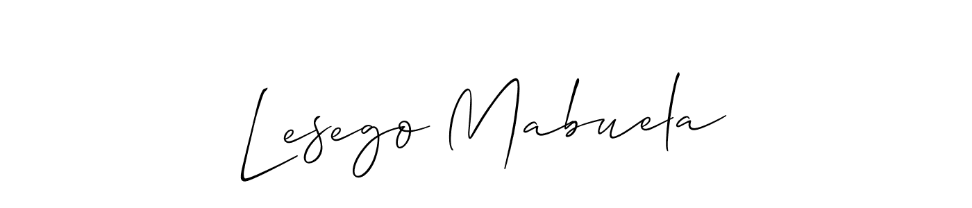 Make a short Lesego Mabuela signature style. Manage your documents anywhere anytime using Allison_Script. Create and add eSignatures, submit forms, share and send files easily. Lesego Mabuela signature style 2 images and pictures png