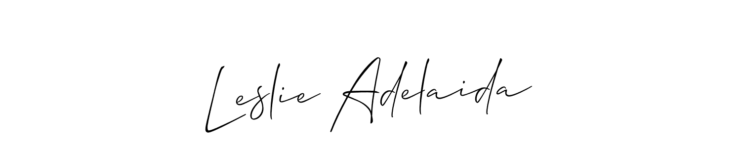 Make a short Leslie Adelaida signature style. Manage your documents anywhere anytime using Allison_Script. Create and add eSignatures, submit forms, share and send files easily. Leslie Adelaida signature style 2 images and pictures png