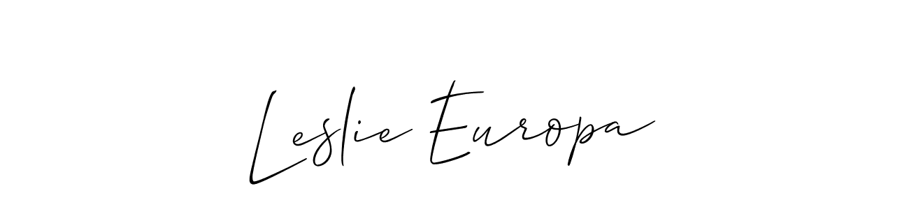 Also You can easily find your signature by using the search form. We will create Leslie Europa name handwritten signature images for you free of cost using Allison_Script sign style. Leslie Europa signature style 2 images and pictures png