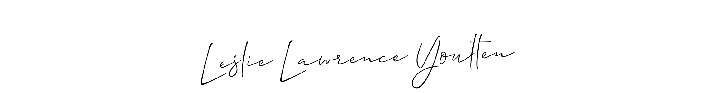 You should practise on your own different ways (Allison_Script) to write your name (Leslie Lawrence Youlten) in signature. don't let someone else do it for you. Leslie Lawrence Youlten signature style 2 images and pictures png