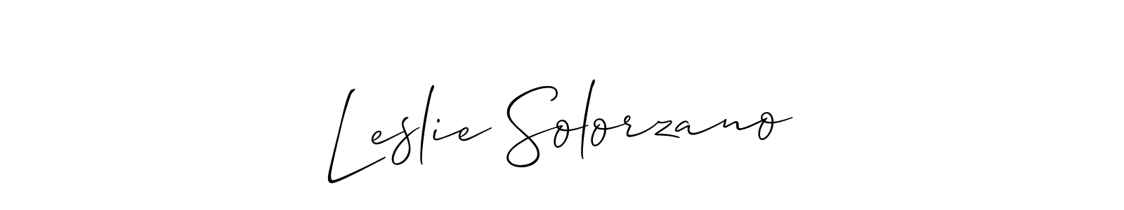 How to make Leslie Solorzano name signature. Use Allison_Script style for creating short signs online. This is the latest handwritten sign. Leslie Solorzano signature style 2 images and pictures png