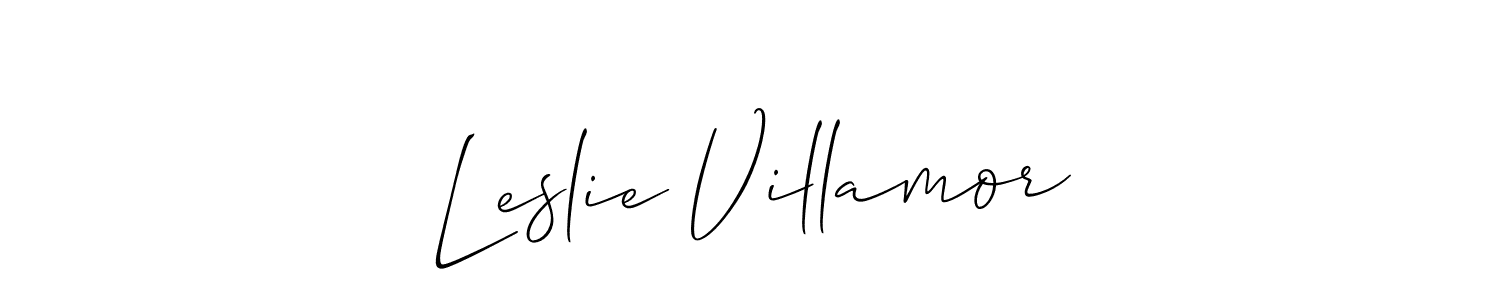 Make a beautiful signature design for name Leslie Villamor. With this signature (Allison_Script) style, you can create a handwritten signature for free. Leslie Villamor signature style 2 images and pictures png