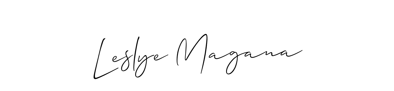 How to make Leslye Magana name signature. Use Allison_Script style for creating short signs online. This is the latest handwritten sign. Leslye Magana signature style 2 images and pictures png