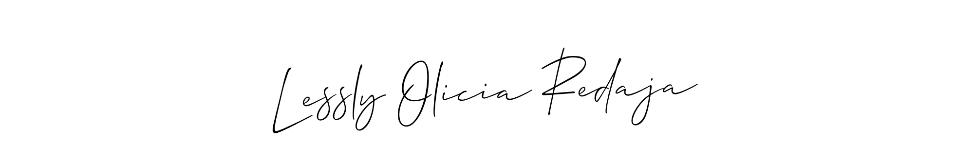 Also You can easily find your signature by using the search form. We will create Lessly Olicia Redaja name handwritten signature images for you free of cost using Allison_Script sign style. Lessly Olicia Redaja signature style 2 images and pictures png