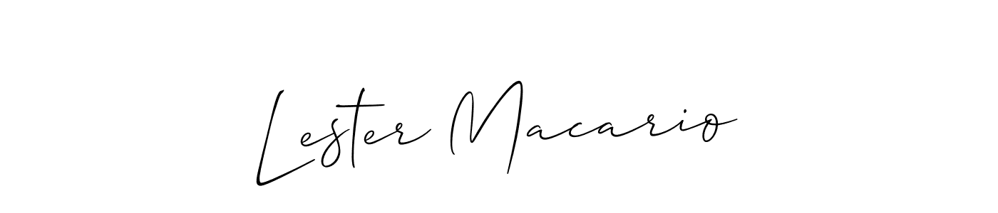 The best way (Allison_Script) to make a short signature is to pick only two or three words in your name. The name Lester Macario include a total of six letters. For converting this name. Lester Macario signature style 2 images and pictures png