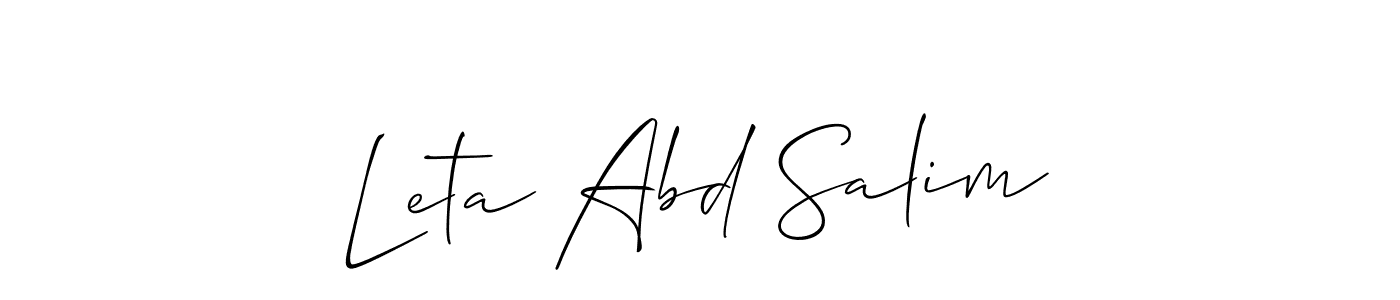 Similarly Allison_Script is the best handwritten signature design. Signature creator online .You can use it as an online autograph creator for name Leta Abd Salim. Leta Abd Salim signature style 2 images and pictures png