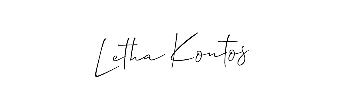 How to make Letha Kontos name signature. Use Allison_Script style for creating short signs online. This is the latest handwritten sign. Letha Kontos signature style 2 images and pictures png