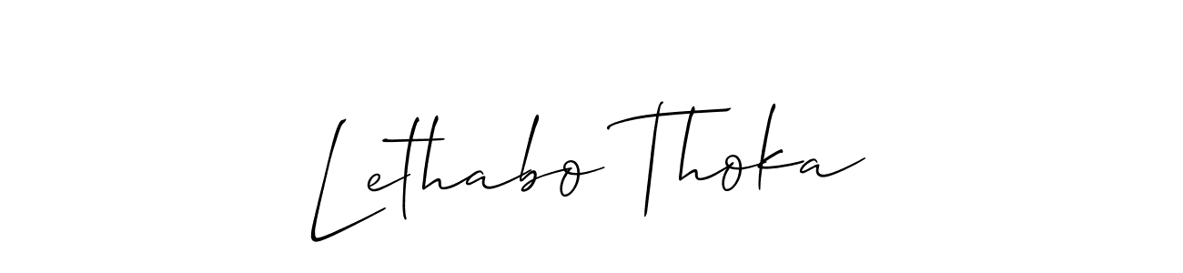 Use a signature maker to create a handwritten signature online. With this signature software, you can design (Allison_Script) your own signature for name Lethabo Thoka. Lethabo Thoka signature style 2 images and pictures png