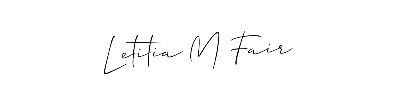 Also You can easily find your signature by using the search form. We will create Letitia M Fair name handwritten signature images for you free of cost using Allison_Script sign style. Letitia M Fair signature style 2 images and pictures png