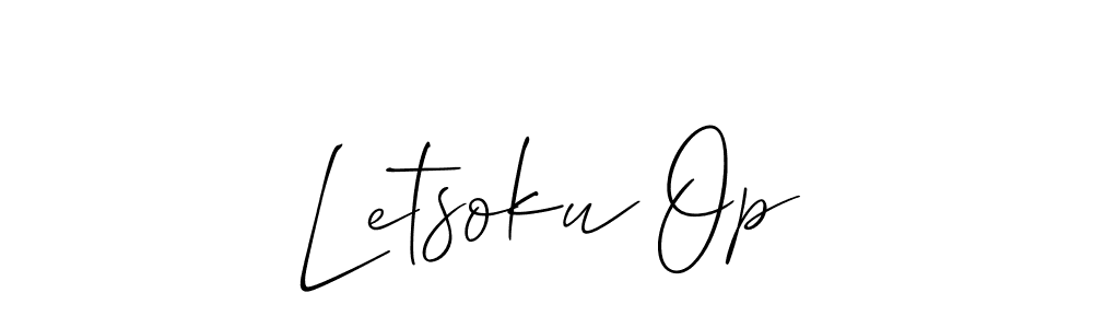 Design your own signature with our free online signature maker. With this signature software, you can create a handwritten (Allison_Script) signature for name Letsoku Op. Letsoku Op signature style 2 images and pictures png