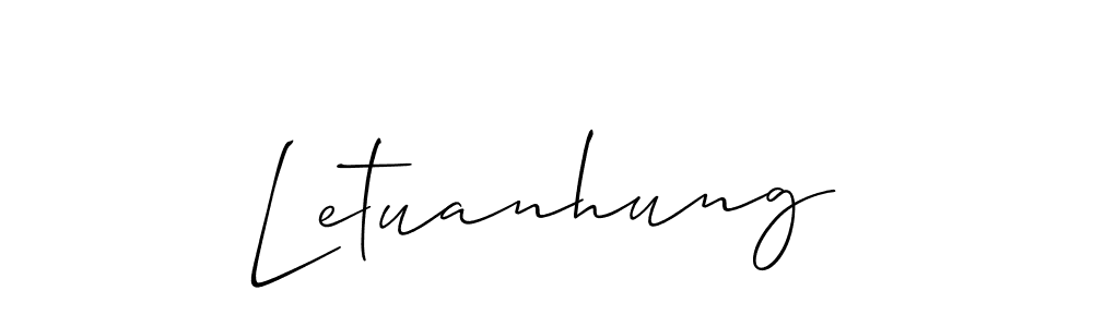 if you are searching for the best signature style for your name Letuanhung. so please give up your signature search. here we have designed multiple signature styles  using Allison_Script. Letuanhung signature style 2 images and pictures png