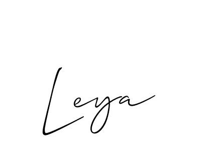 Use a signature maker to create a handwritten signature online. With this signature software, you can design (Allison_Script) your own signature for name Leya. Leya signature style 2 images and pictures png