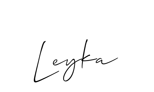 Use a signature maker to create a handwritten signature online. With this signature software, you can design (Allison_Script) your own signature for name Leyka. Leyka signature style 2 images and pictures png