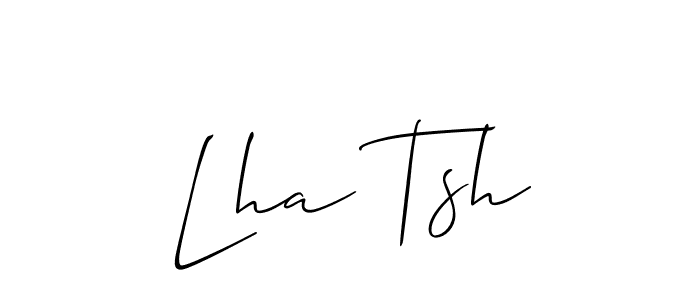 How to make Lha Tsh name signature. Use Allison_Script style for creating short signs online. This is the latest handwritten sign. Lha Tsh signature style 2 images and pictures png