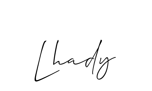 Design your own signature with our free online signature maker. With this signature software, you can create a handwritten (Allison_Script) signature for name Lhady. Lhady signature style 2 images and pictures png