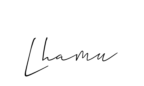 How to make Lhamu signature? Allison_Script is a professional autograph style. Create handwritten signature for Lhamu name. Lhamu signature style 2 images and pictures png