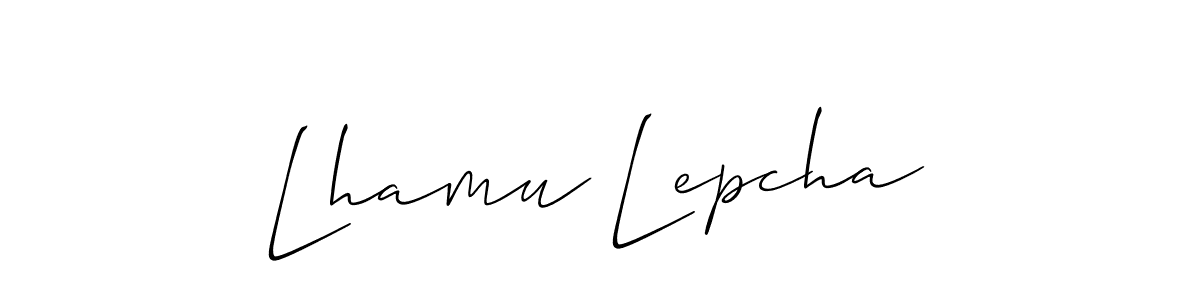 How to make Lhamu Lepcha signature? Allison_Script is a professional autograph style. Create handwritten signature for Lhamu Lepcha name. Lhamu Lepcha signature style 2 images and pictures png