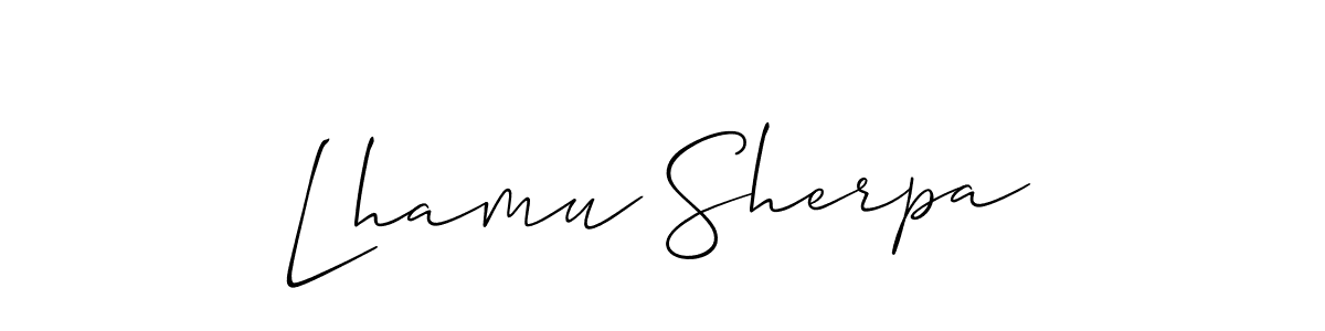 How to make Lhamu Sherpa signature? Allison_Script is a professional autograph style. Create handwritten signature for Lhamu Sherpa name. Lhamu Sherpa signature style 2 images and pictures png