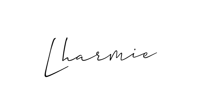 Allison_Script is a professional signature style that is perfect for those who want to add a touch of class to their signature. It is also a great choice for those who want to make their signature more unique. Get Lharmie name to fancy signature for free. Lharmie signature style 2 images and pictures png