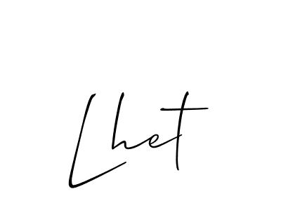 How to make Lhet name signature. Use Allison_Script style for creating short signs online. This is the latest handwritten sign. Lhet signature style 2 images and pictures png