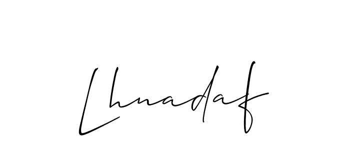 if you are searching for the best signature style for your name Lhnadaf. so please give up your signature search. here we have designed multiple signature styles  using Allison_Script. Lhnadaf signature style 2 images and pictures png