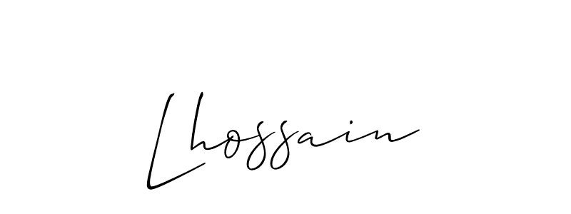 Make a beautiful signature design for name Lhossain. With this signature (Allison_Script) style, you can create a handwritten signature for free. Lhossain signature style 2 images and pictures png