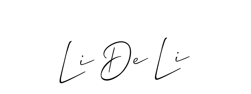 The best way (Allison_Script) to make a short signature is to pick only two or three words in your name. The name Li De Li include a total of six letters. For converting this name. Li De Li signature style 2 images and pictures png