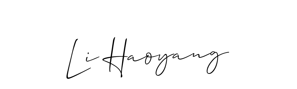 Create a beautiful signature design for name Li Haoyang. With this signature (Allison_Script) fonts, you can make a handwritten signature for free. Li Haoyang signature style 2 images and pictures png