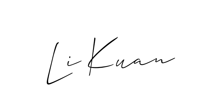 You should practise on your own different ways (Allison_Script) to write your name (Li Kuan) in signature. don't let someone else do it for you. Li Kuan signature style 2 images and pictures png