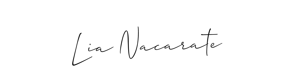 Create a beautiful signature design for name Lia Nacarate. With this signature (Allison_Script) fonts, you can make a handwritten signature for free. Lia Nacarate signature style 2 images and pictures png