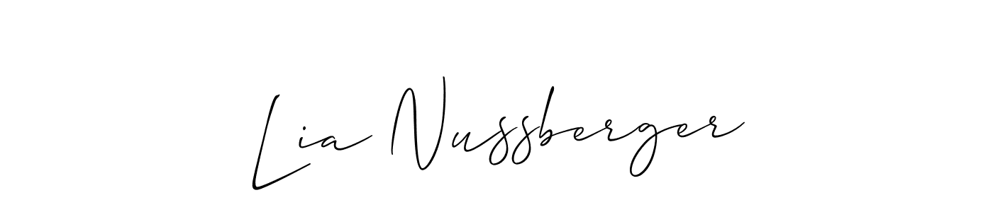 Make a short Lia Nussberger signature style. Manage your documents anywhere anytime using Allison_Script. Create and add eSignatures, submit forms, share and send files easily. Lia Nussberger signature style 2 images and pictures png
