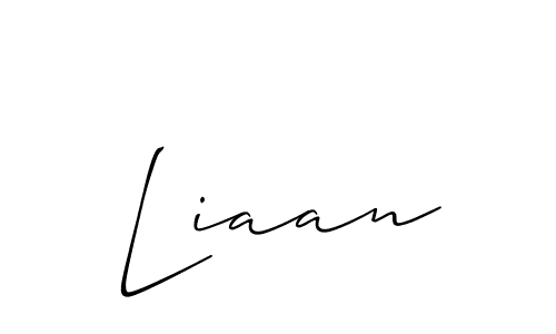 Use a signature maker to create a handwritten signature online. With this signature software, you can design (Allison_Script) your own signature for name Liaan. Liaan signature style 2 images and pictures png