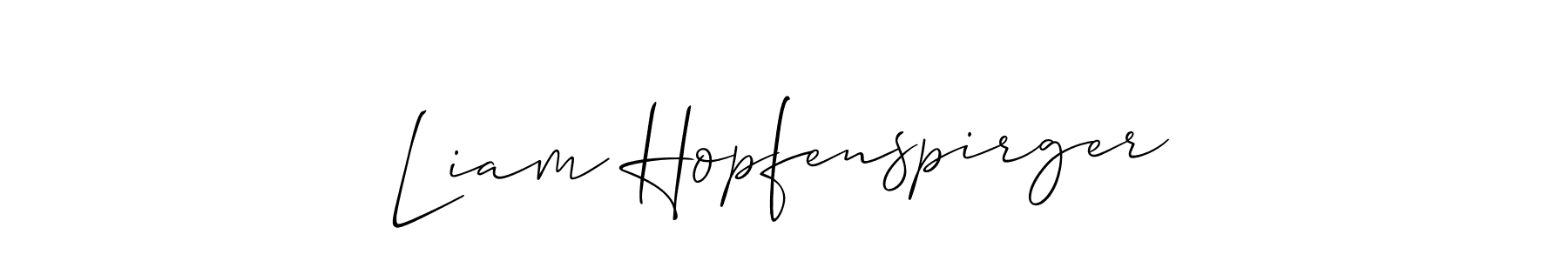 Use a signature maker to create a handwritten signature online. With this signature software, you can design (Allison_Script) your own signature for name Liam Hopfenspirger. Liam Hopfenspirger signature style 2 images and pictures png