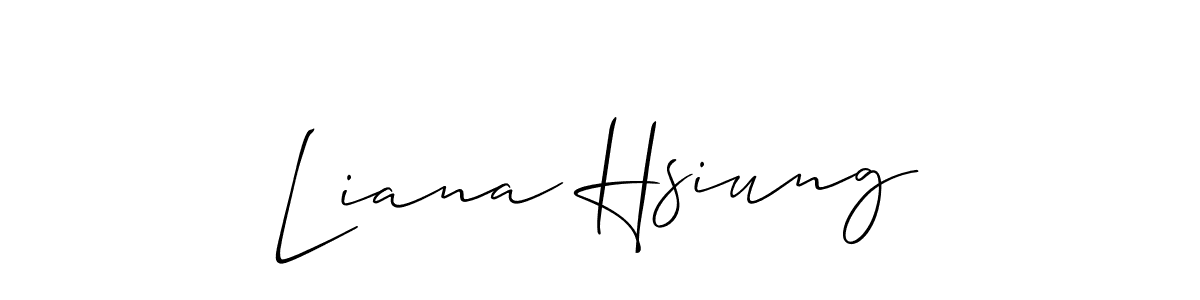 Similarly Allison_Script is the best handwritten signature design. Signature creator online .You can use it as an online autograph creator for name Liana Hsiung. Liana Hsiung signature style 2 images and pictures png