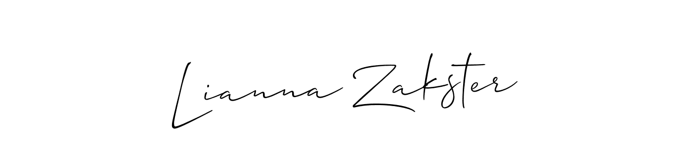 Make a short Lianna Zakster signature style. Manage your documents anywhere anytime using Allison_Script. Create and add eSignatures, submit forms, share and send files easily. Lianna Zakster signature style 2 images and pictures png