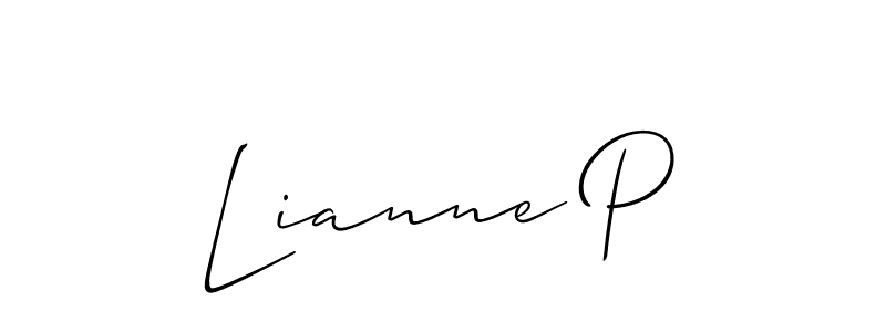 Make a short Lianne P signature style. Manage your documents anywhere anytime using Allison_Script. Create and add eSignatures, submit forms, share and send files easily. Lianne P signature style 2 images and pictures png