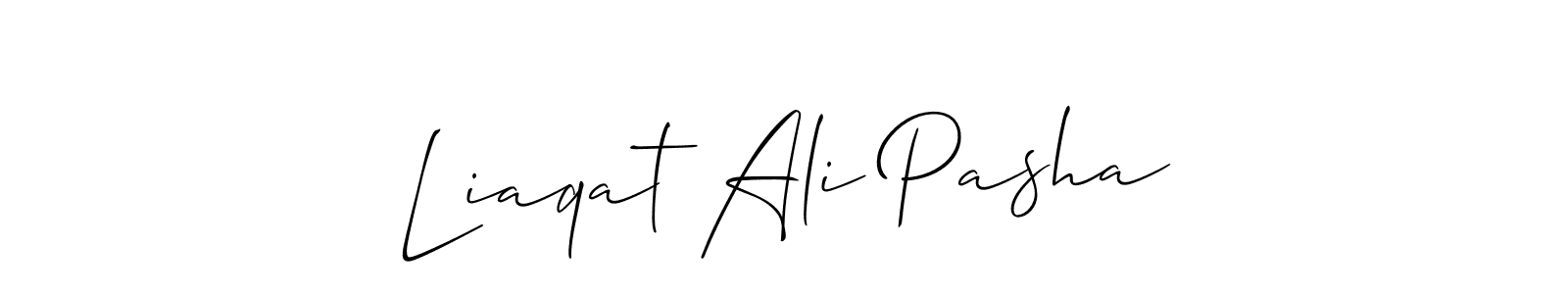 Allison_Script is a professional signature style that is perfect for those who want to add a touch of class to their signature. It is also a great choice for those who want to make their signature more unique. Get Liaqat Ali Pasha name to fancy signature for free. Liaqat Ali Pasha signature style 2 images and pictures png